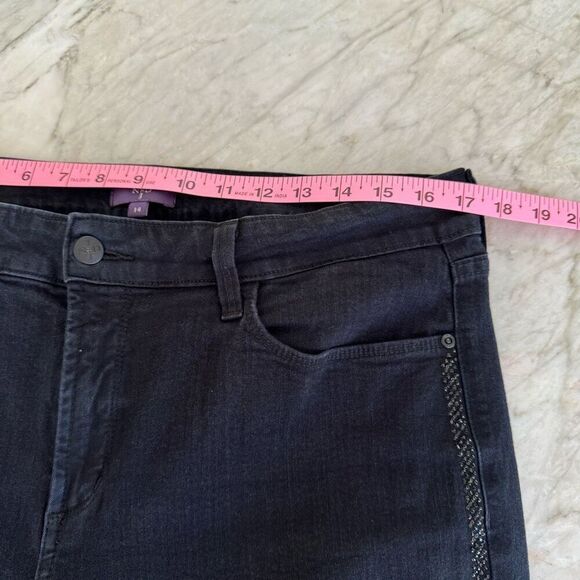 NYDJ high rise embellished side stripe jeans size 14 dark navy - Picture 6 of 9